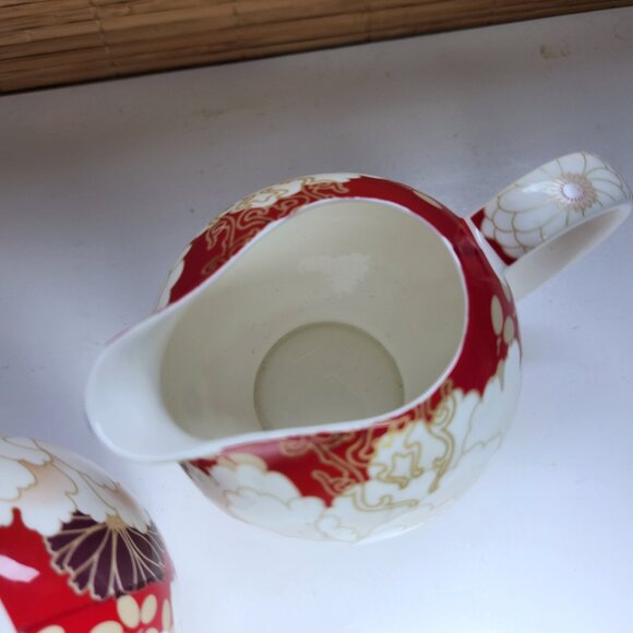 Maxwell and Williams Kimono Cream and Sugar Set Red and White Fine Bone … - Picture 7 of 10